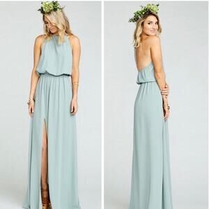 Show Me Your MuMu Silver Sage Crisp Heather Halter Bridesmaids Dress Sz.XXL NWT